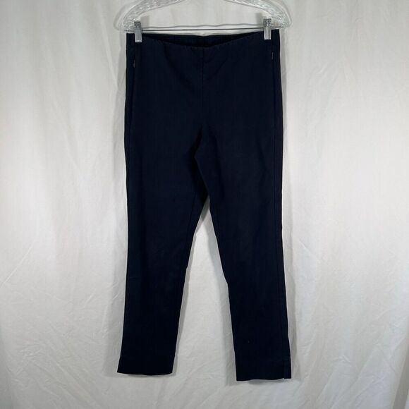 J Jill Pants Women's 6 Solid Black Mid Rise Pull On Elastic Waist Zip Pockets - Picture 1 of 10